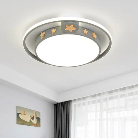 Round Flush Mounted Acrylic Led Ceiling Lamp In Pink/White/Gray – Perfect For Bedroom Lighting Grey