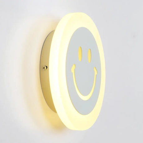 Round Led Smiley Wall Sconce Kit - Thin & Acrylic Warm/White Light For Bedroom