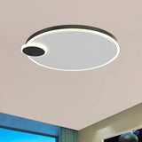 Round Metal Flush Lamp With Led In Black/Gold Finish | Warm/White Light 16’/19.5’ Diameter