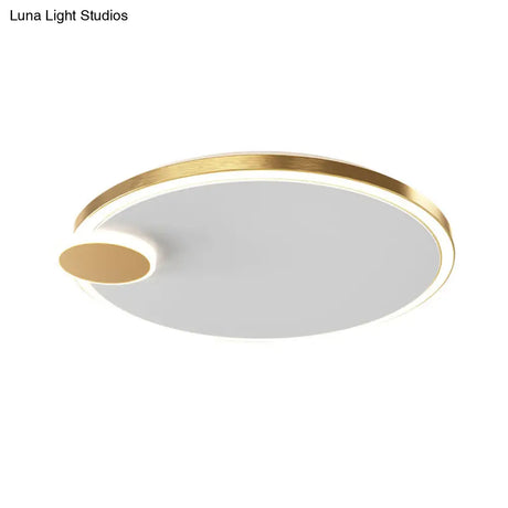 Round Metal Flush Lamp With Led In Black/Gold Finish | Warm/White Light 16’/19.5’ Diameter