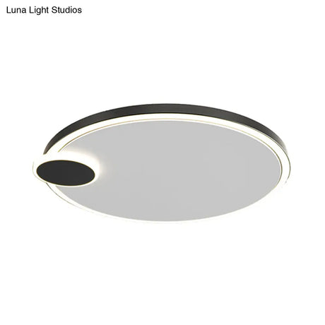 Round Metal Flush Lamp With Led In Black/Gold Finish | Warm/White Light 16’/19.5’ Diameter