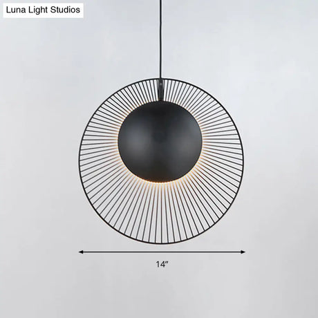 Round Metal Pendant Light In Black - 14’/18’ For Dining Room