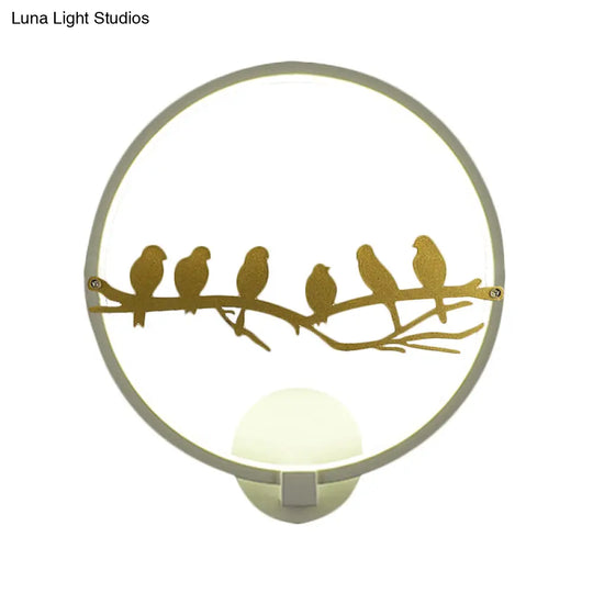 Rounded Led Acrylic Wall Lamp For Living Room - White/Black Oriental Style