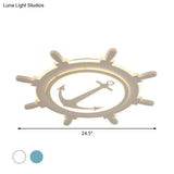 Rudder Baby Room Flush Mount Lamp Led Kids Ceiling Light - Blue/White Warm/White (16.5/20.5/24.5