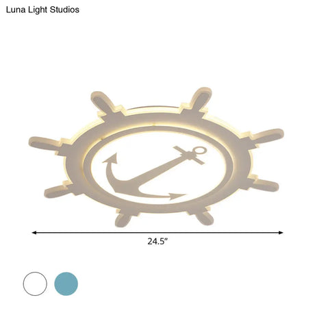 Rudder Baby Room Flush Mount Lamp Led Kids Ceiling Light - Blue/White Warm/White (16.5/20.5/24.5