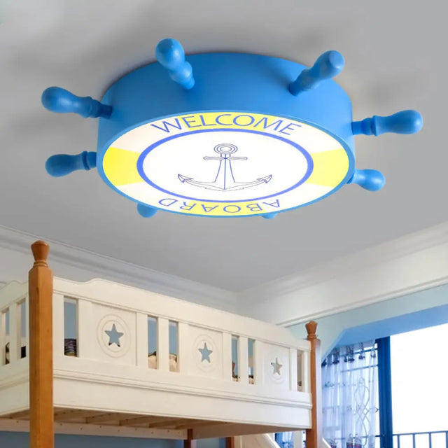 Rudder Flush Ceiling Light: Acrylic Led Bedroom Fixture In Blue/Yellow Blue