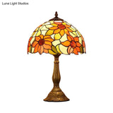 Rukh - Tiffany Sunflowers Night Lamp: Hand-Cut Stained Glass Table Light With