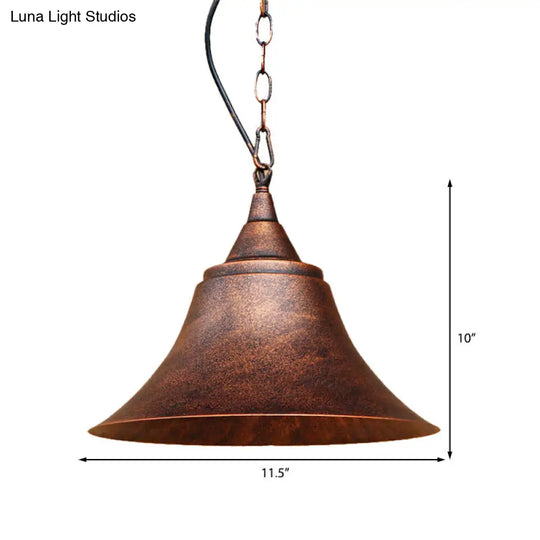 Wrought Iron Rustic Bell Pendant Light With Farmhouse Chic Style For Restaurants And Homes