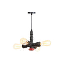 Rust Finish Water Pipe Chandelier - Industrial 4-Light Fixture With Edison Bulbs For Bar Cafe Shop