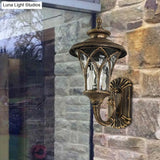 Rustic 1-Head Water Glass Wall Sconce In Black/Bronze For Courtyard Lighting