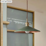 Rustic 1-Light Hanging Pendant Lamp In Blue/Red/Silver For Dining Room - Saucer Shade Iron Design