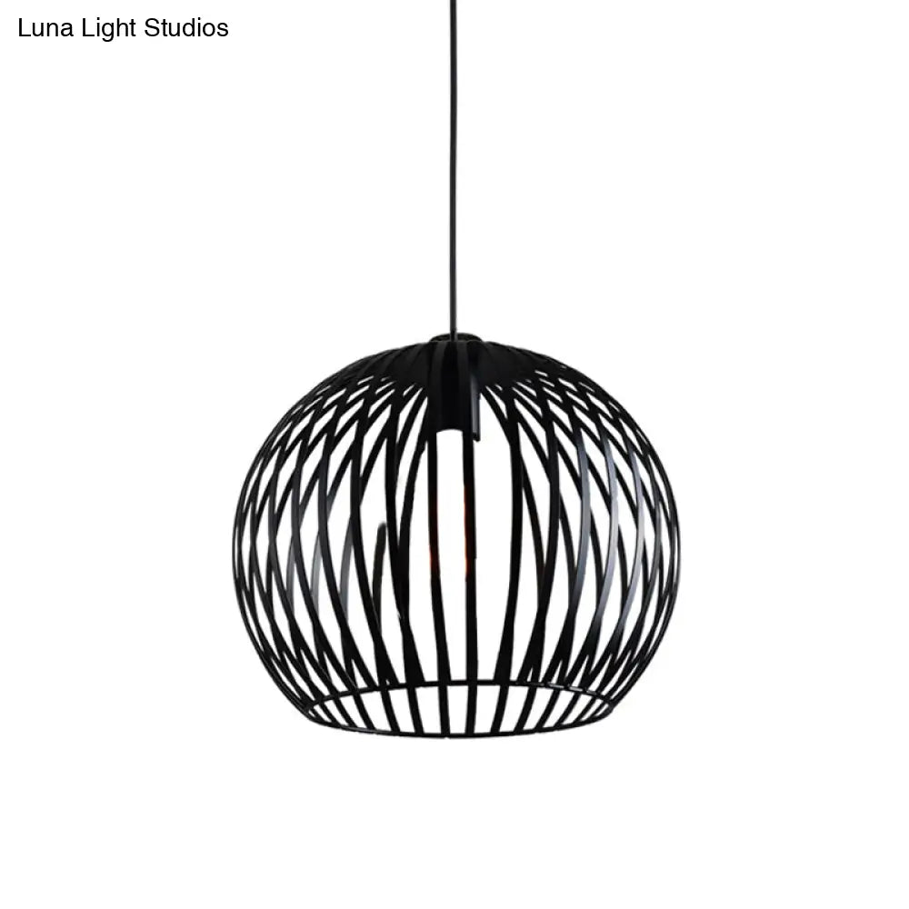 Rustic 1-Light Iron Ceiling Pendant Lamp In Black - Cone/Oval/Globe Suspended Lighting For Dining