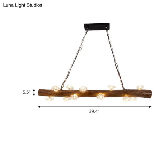 Rustic 12-Light Wood Hanging Lamp For Bedroom Or Kitchen Island