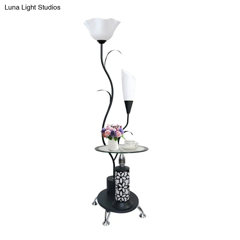 Rustic 2-Head Branch-Like Metallic Floor Lamp For Guest Room - Black/White
