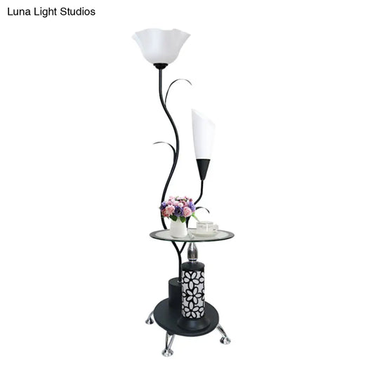 Rustic 2-Head Branch-Like Metallic Floor Lamp For Guest Room - Black/White