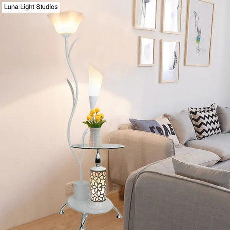 Rustic 2-Head Branch-Like Metallic Floor Lamp For Guest Room - Black/White