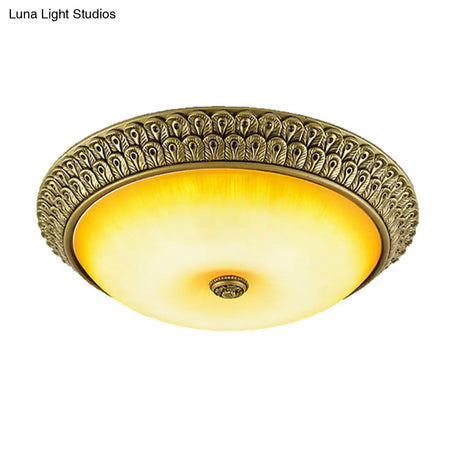 Rustic Amber Glass Led Ceiling Light In Gold Various Sizes