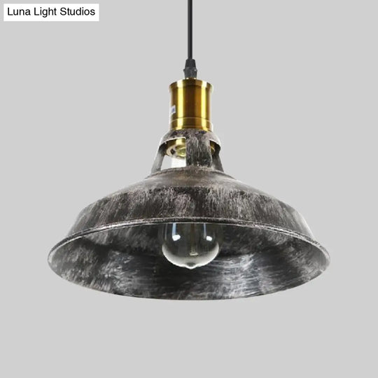 Rustic Barn Pendant Light - 1 Wrought Iron Ceiling Fixture | Aged Silver Dining Room Décor