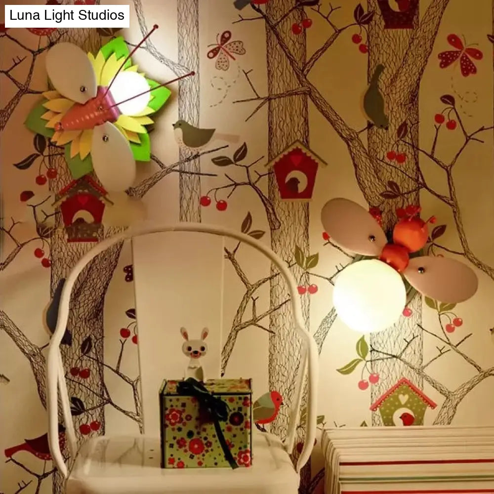 Rustic Bee Sconce Light - Single Bulb Metal Wall Lamp For Kindergarten Child Bedroom