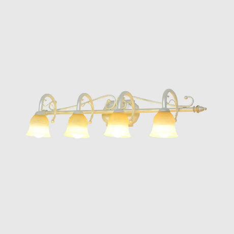 Rustic Beige Glass Vanity Mirror Light: Carillon Shaped Wall Mounted Fixture For Bathrooms 4 / White
