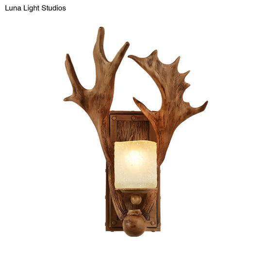 Rustic Beige Resin Sconce Light Fixture With Elk Design - Wall Mounted Lighting For Dining Room