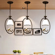 Rustic Bell White Glass Pendant Light With Bird Decoration 1-Bulb Metal Lamp In Black / Round