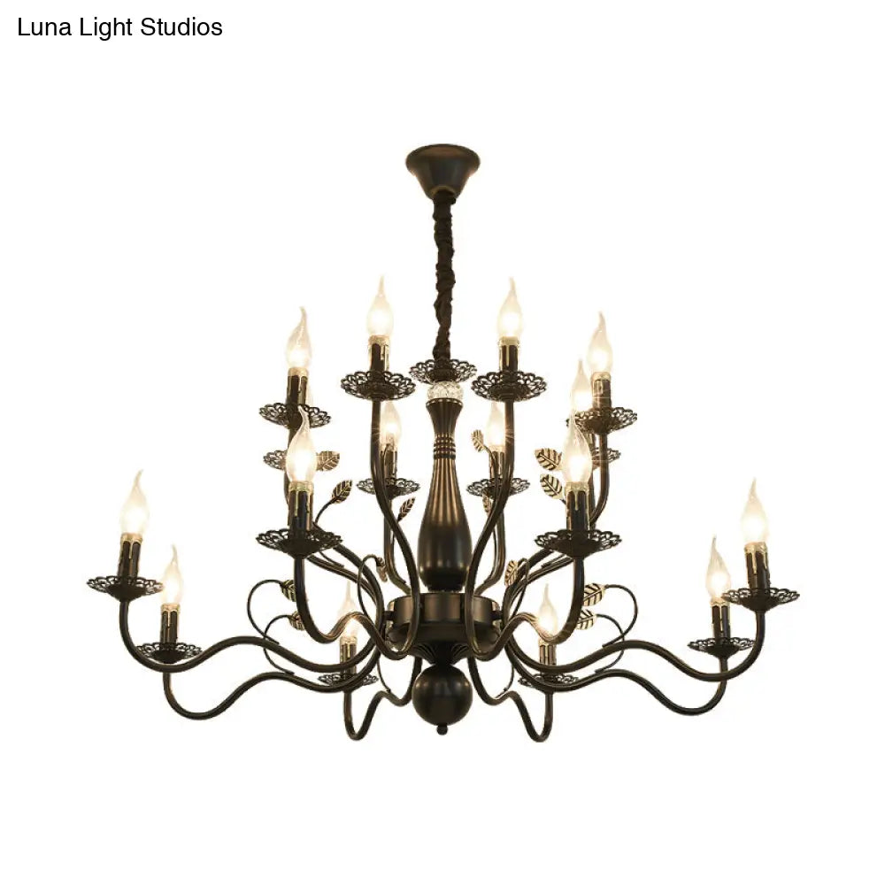 Rustic Black/Gold Metal Pendant Chandelier - 5/12/16 Lights Elegant Dining Room Ceiling Fixture