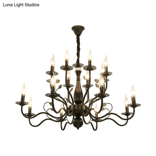 Rustic Black/Gold Metal Pendant Chandelier - 5/12/16 Lights Elegant Dining Room Ceiling Fixture