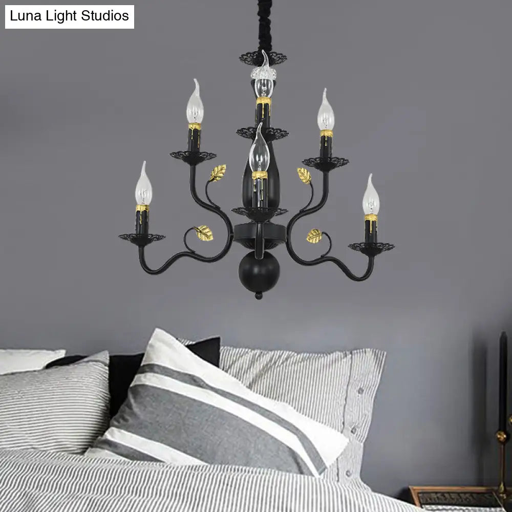 Rustic Black/Gold Metal Pendant Chandelier - 5/12/16 Lights Elegant Dining Room Ceiling Fixture