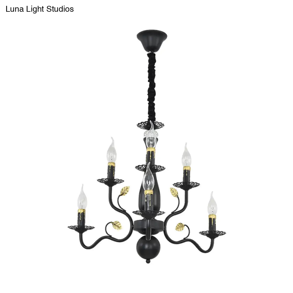 Rustic Black/Gold Metal Pendant Chandelier - 5/12/16 Lights Elegant Dining Room Ceiling Fixture