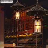 Rustic Black Hanging Pendant Light With Transparent Glass Cylinder And Pointy Hat Decoration Single