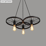 Rustic Black Iron Chandelier With 3/6 Bulbs For Living Room Ceiling Lighting