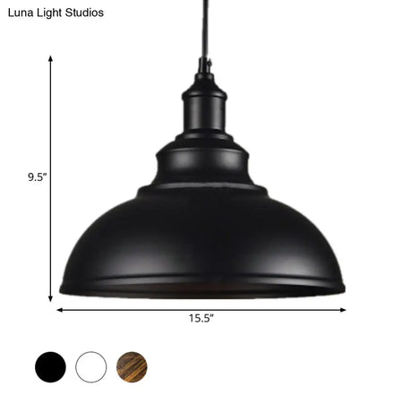 Rustic Bowl Shade Metallic Drop Pendant Ceiling Light For Dining Room