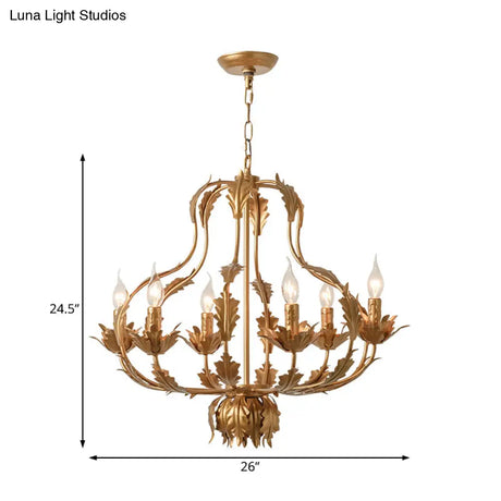 Rustic Brass Gourd Chandelier With 6 Bulbs - Perfect For Dining Room