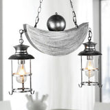 Rustic Caged Shade Island Lamp With Clear Glass - Antique Brass/Aged Silver Aged