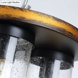 Rustic Clear Glass Ceiling Light With 3 Downward Cylindrical Bulbs - Flushmount