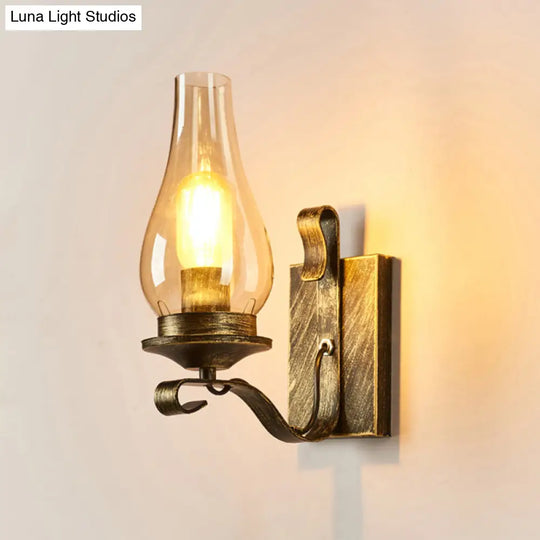 Rustic Clear Glass Lantern Wall Sconce - Perfect Living Room Lighting