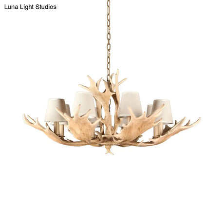 Rustic Conical Resin Hanging Chandelier Light - 8 Lights In Brown Ideal For Dining Room