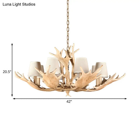 Rustic Conical Resin Hanging Chandelier Light - 8 Lights In Brown Ideal For Dining Room
