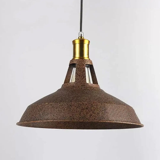 Rustic Copper/Beige/Rust/Gray Barn Pendant Light – Farmhouse-Wrought Iron 1-Light Fixture For