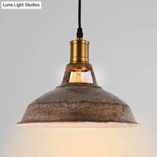 Rustic Barn Pendant 1-Light Fixture: Farmhouse Style Copper/Beige/Rust/Gray Wrought Iron Perfect For