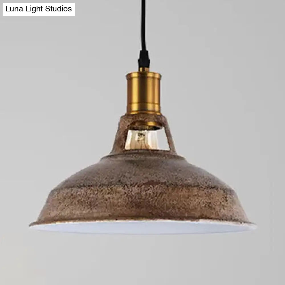 Rustic Barn Pendant 1-Light Fixture: Farmhouse Style Copper/Beige/Rust/Gray Wrought Iron Perfect For