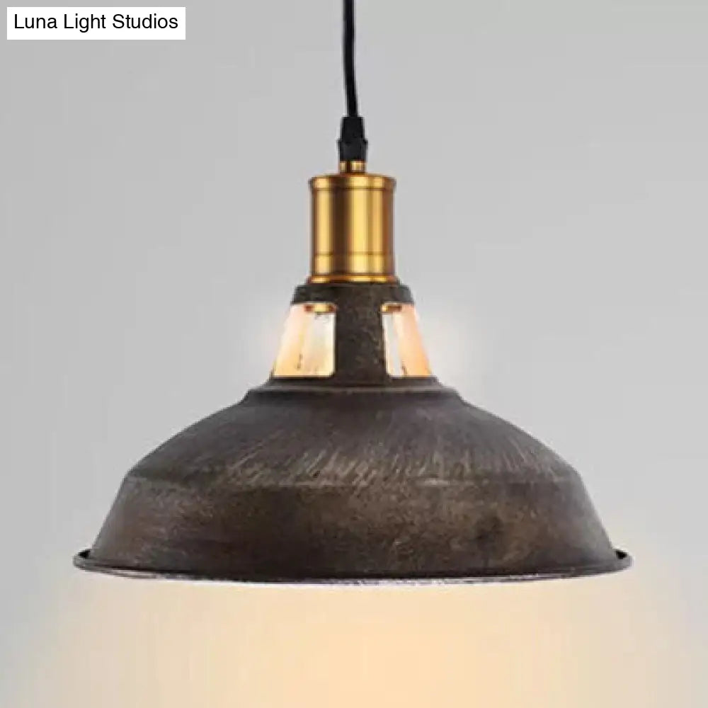 Rustic Barn Pendant 1-Light Fixture: Farmhouse Style Copper/Beige/Rust/Gray Wrought Iron Perfect For