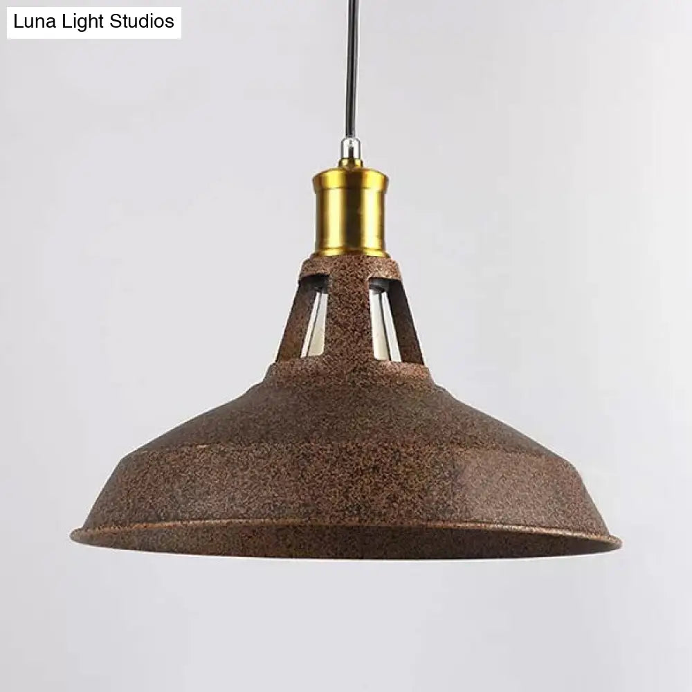 Rustic Barn Pendant 1-Light Fixture: Farmhouse Style Copper/Beige/Rust/Gray Wrought Iron Perfect For