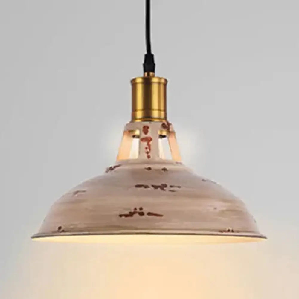 Rustic Copper/Beige/Rust/Gray Barn Pendant Light – Farmhouse-Wrought Iron 1-Light Fixture For