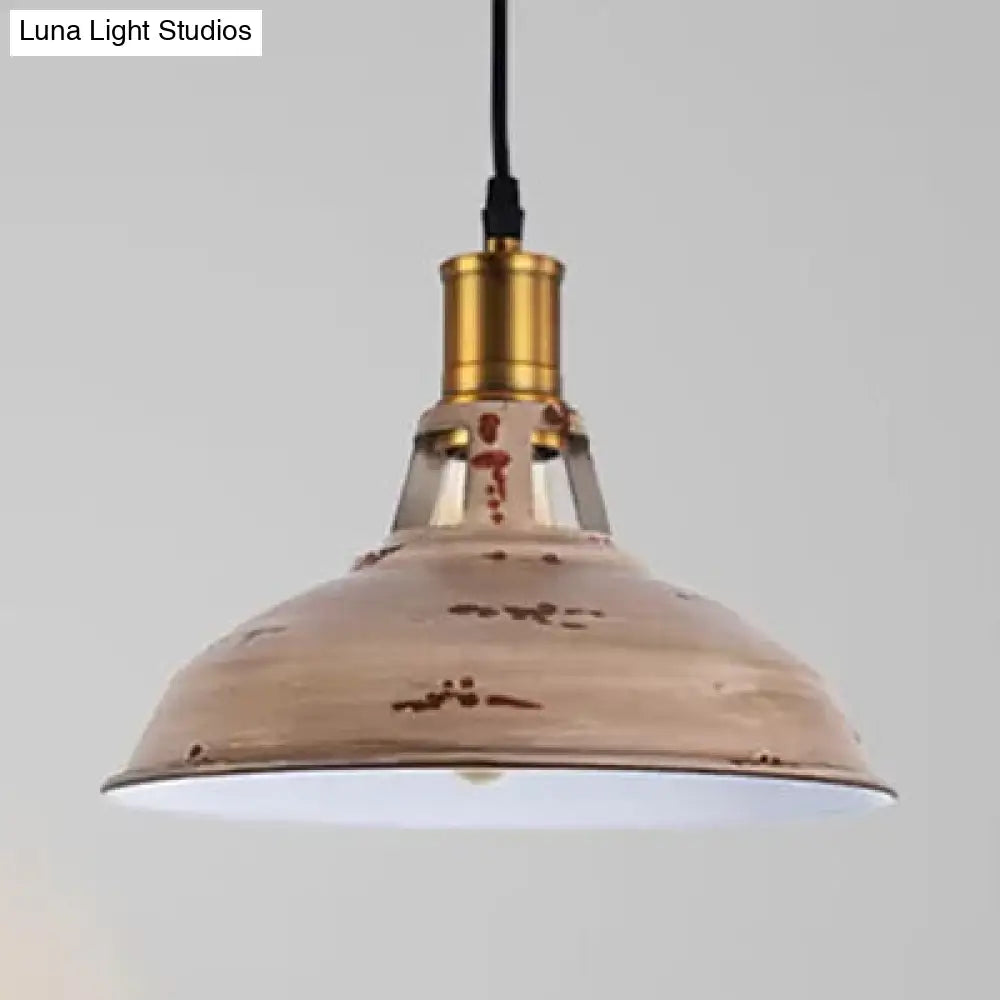 Rustic Copper/Beige/Rust/Gray Barn Pendant Light – Farmhouse-Wrought Iron 1-Light Fixture For