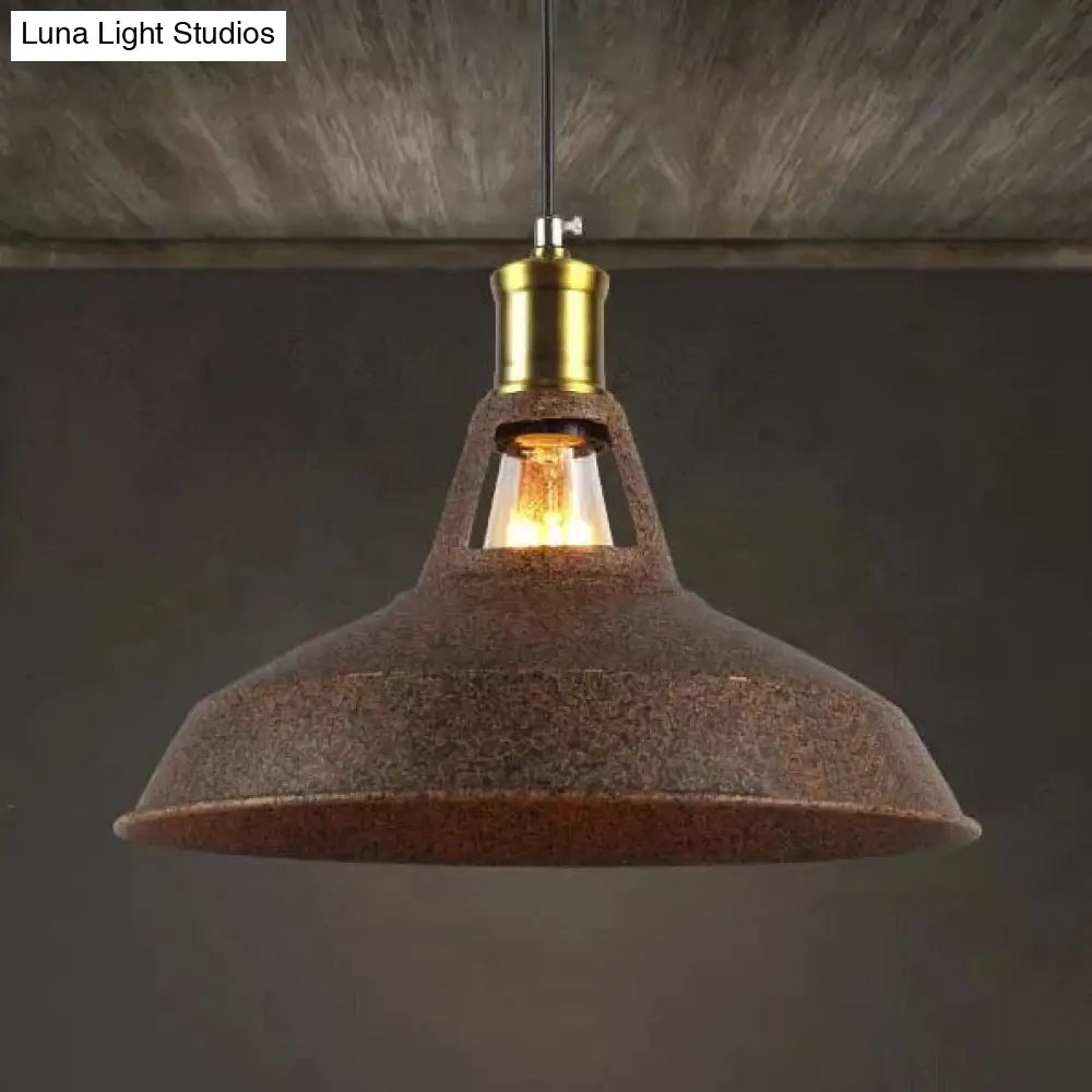 Rustic Barn Pendant 1-Light Fixture: Farmhouse Style Copper/Beige/Rust/Gray Wrought Iron Perfect For