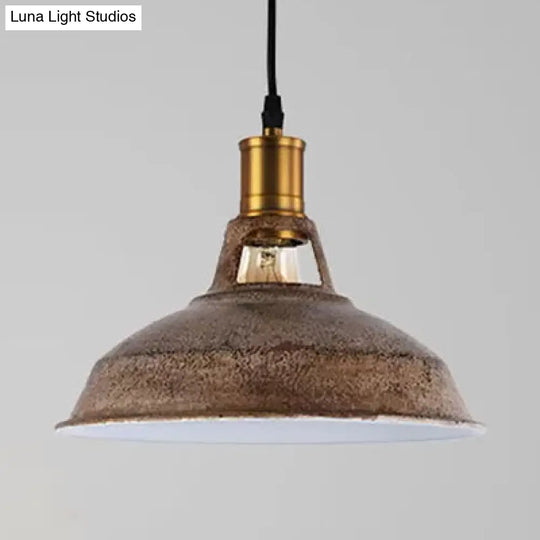Rustic Copper/Beige/Rust/Gray Barn Pendant Light – Farmhouse-Wrought Iron 1-Light Fixture For