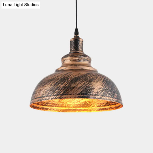 Rustic Countryside Barn Pendant Lamp - 1-Head 12’/16’ Wide Metallic Hanging Light Fixture For