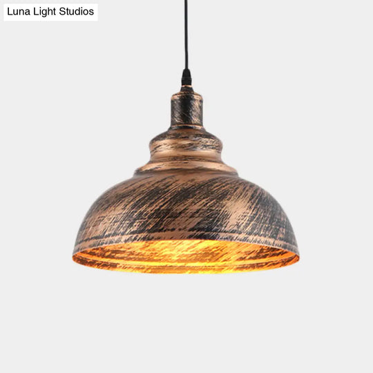 Countryside Barn Hanging Light - Rustic 1-Head Pendant Lamp For Restaurants 12/16 Wide Metallic
